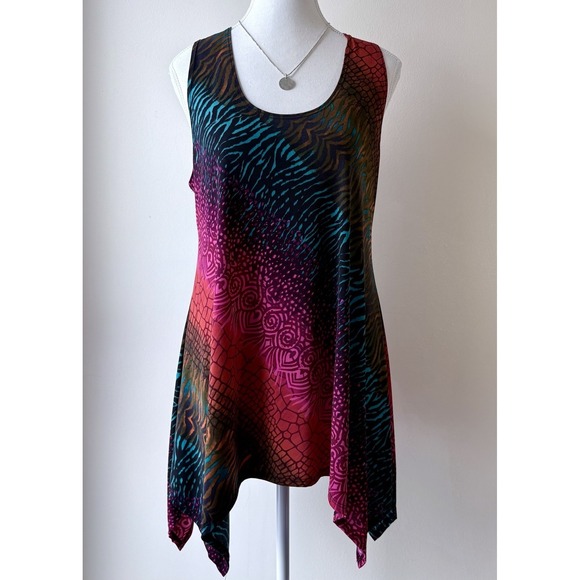 Jostar Tops - Jostar Women's HIT Side Droptank Tunic M Multicolor Sleeveless Festival Party